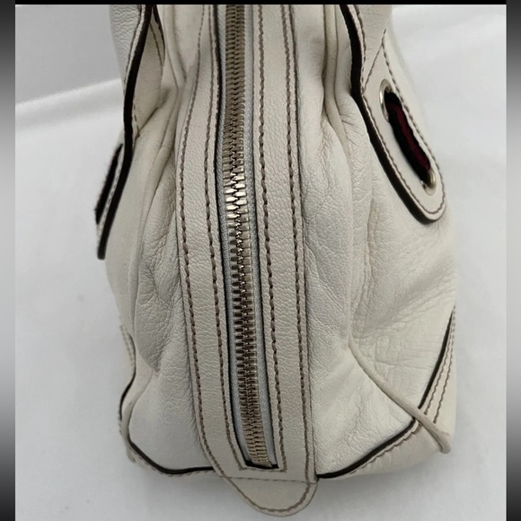 Auth Gucci Princy Boston Bow Web Stripe Offwhite Leather Satchel Shoulder Bag - Picture 8 of 15